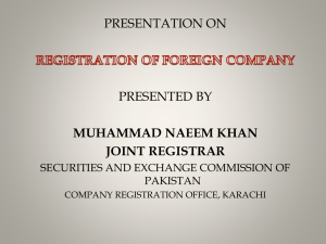 presentation on registration of foreign company presented by