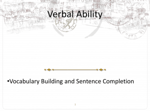 GRE Lecture Outline on Vocabulary Building and Sentence