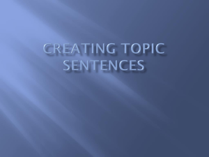 Creating Topic Sentences - Fort Thomas Independent Schools