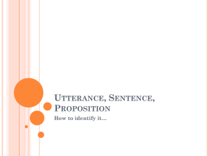 Utterance, Sentence, Proposition