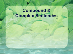 Compound & Complex Sentences - AP Eng Lang and Composition
