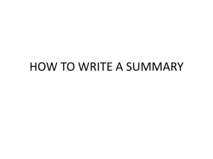 HOW TO WRITE A SUMMARY