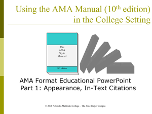 Using the AMA Format in the College Setting