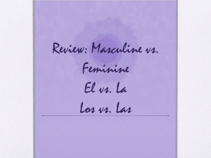 Review: Masculine vs. Feminine El vs. La Los vs. Las