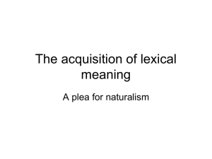 The acquisition of lexical meaning