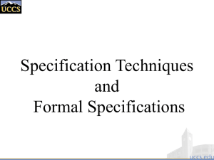 Modeling and Formal Specification