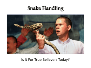 Snake Handling: Is It For Today?