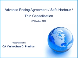 Advance Pricing Agreement Safe Harbour Thin Capitalisation CA