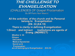 The Challenge to Evangelization