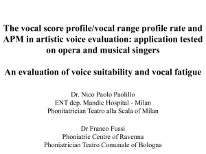 The vocal score profile/vocal range profile rate and APM in artistic