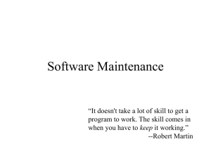 Software Maintenance - School of Computing and Engineering