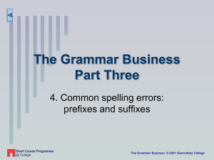 Common spelling errors - prefixes and suffixes.