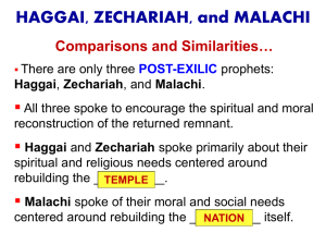 Haggai, Zechariah, and Malachi Lesson Slideshow