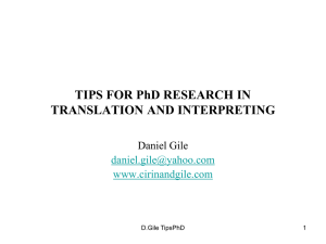 A FEW TIPS FOR PhD RESEARCH IN TRANSLATION AND