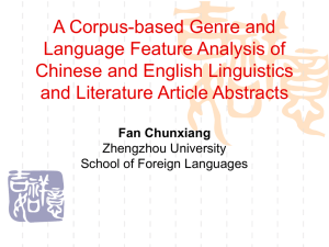 A Corpus-based Genre and Language Feature Analysis of Chinese