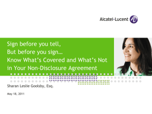 Sharan Goolsby - The NonDisclosure Agreement