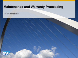 Maintenance and Warranty Processing