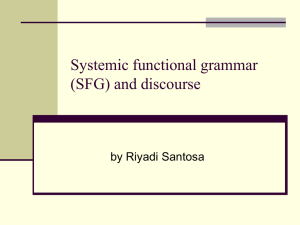 Systemic functional grammar (SFG) and discourse