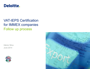 VAT-IEPS Certification for IMMEX Companies
