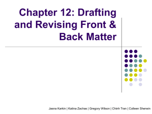 Chapter 12: Drafting and Revising Front & Back Matter