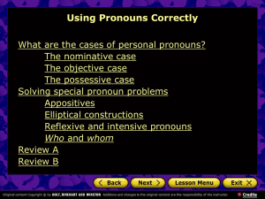 Pronouns - Using Pronouns Correctly Holt PowerPoint
