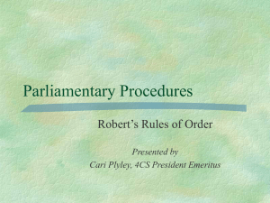 Role of the Senate Robert`s Rules