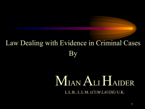 Law Dealing with Evidence in Criminal Cases
