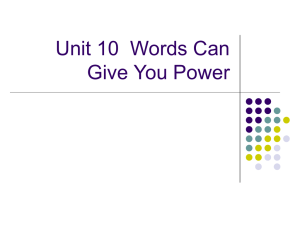 Unit 10 Words Can Give You Power