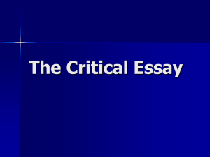 INT 2 The Critical Essay (powerpoint)