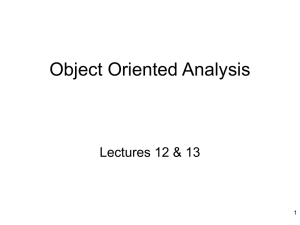 Object Oriented Analysis - Lectures 12 & 13