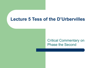 Lecture 5 Tess of the D`Urbervilles