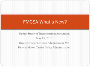 FMCSA-What*s New? - Duluth Superior Transportation Association