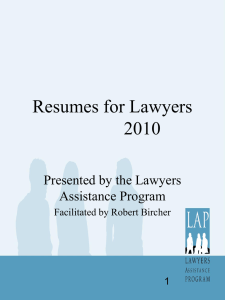 Resumes and Cover Letters for Lawyers – 2010