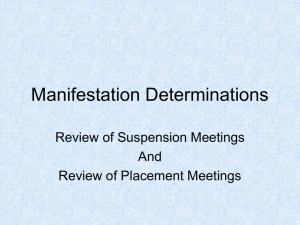 Manifestation Determinations - Exceptional Student Education