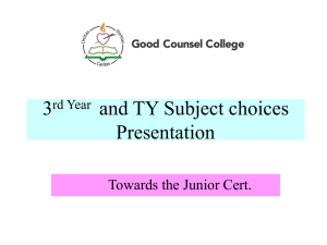 3rd Year and TY Subject choices 2014-15