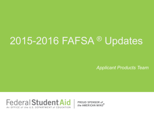 FAFSA Updates 2015