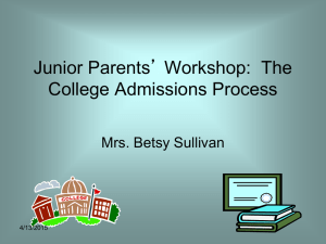 Junior Parent Workshop on The College Admissions Process