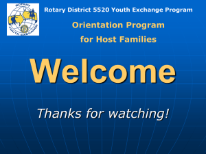 Rotary District 5520 Youth Exchange Program Transitions: Host Family
