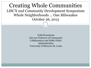 Creating Whole Communities by Todd Swanstrom Des Lee