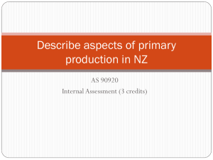 Describe aspects of primary production in NZ