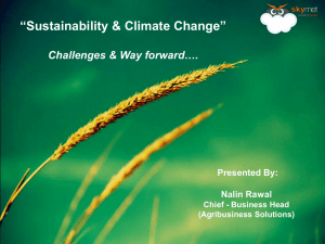 Sustainability & Climate Change - The Way Foreward