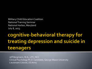 cognitive-behavioral therapy for treating depression and suicide in