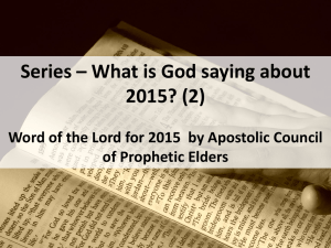 What is God saying about 2015(Pt. 2)