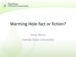 Warming hole—fact or fiction? - Southeast Climate Consortium