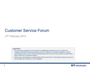 BT Wholesale & Retail Consumer Service Review March 2012