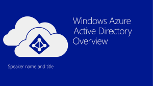 Windows Azure Active Directory Overview