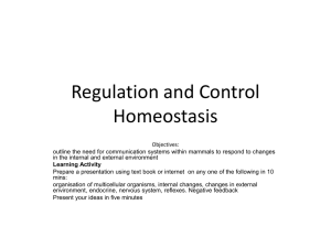 Regulation and Control Homeostasis