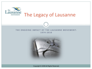 Lesson 3 - The Legacy of Lausanne