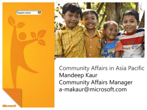 Community Affairs in Asia Pacific
