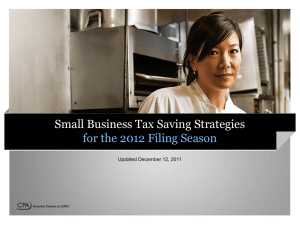 Small Business Tax Saving Strategies for the 2012 Filing